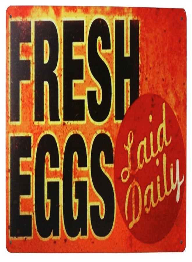 SUMIK Fresh Eggs Metal Tin Sign, Vintage Art Poster Plaque Store Kitchen Home Wall Decor - Image 1
